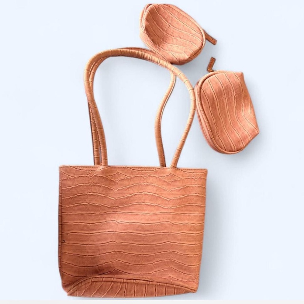 Bueno Tan Textured Tote Bag Set